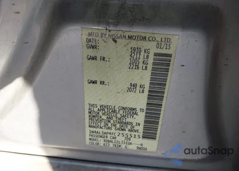 2015 Nissan Altima 2.5 Sv из США, поврежденный, VIN 1N4AL3AP4FC255515